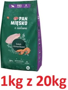 Pan M. Zioła R Pies 1kg XL Adult Indyk Krewetki