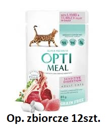 Optimeal SA Kot 85g Adult Senstiv Jagnię Indyk Sos
