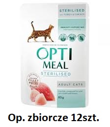 Optimeal SA Kot 85g Adult Steril Indyk Kurczak Sos