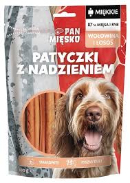 Pan M. P Pies 100g Patyczki Wołowina z łososiem